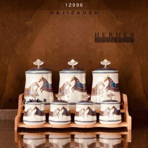 اریا سرویس پاسماوری 7 پارچه چوب چینی هرمس  طوسی سفید 12996