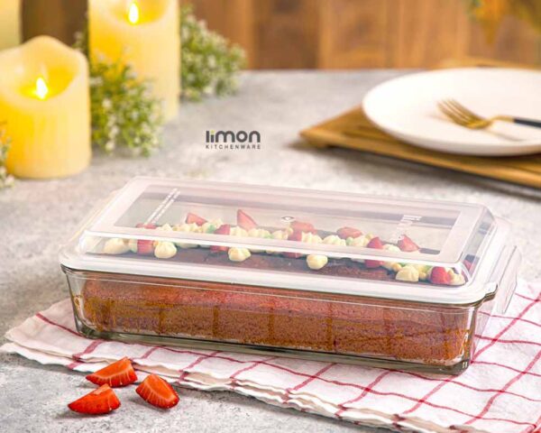لیمون  ظرف شیشه ای مستطیل درب دار 1/4 لیتر - 205035