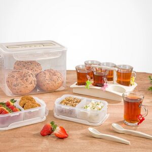 لیمون  سرویس چایخوری 6 نفره مسافرتی وانیلی 43007