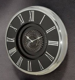 ثانیه سازان ارتمیس ساعت دیواری نقره ای صفحه مشکی 2044S-B
