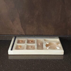 دوات  تی باکس وارمر دار چوبی 5 خانه مستطیل سایز 20*40  DAVAT-1003