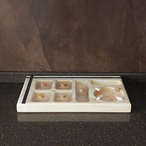 دوات  تی باکس وارمر دار چوبی 5 خانه مستطیل سایز 20*40  DAVAT-1003