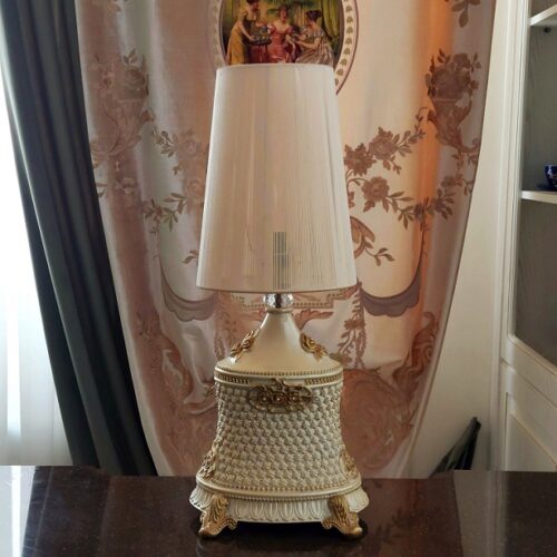 رایکا اباژور رومیزی شکوفه نگین دار کرم طلایی کد22 T س 14269