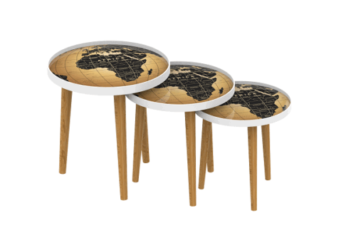 SCHOBERT شوبرت میز عسلی  3 سایزی طرح کره سفید 4101D