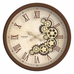 SCHOBERT شوبرت گارنت ساعت دیواری چرخ دنده قهوه ای قطر 60- 5258A