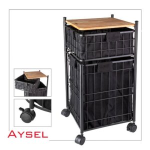 ایسل  سبد لباس چهارگوش چرخ دار 2 طبقه متحرک  1146
