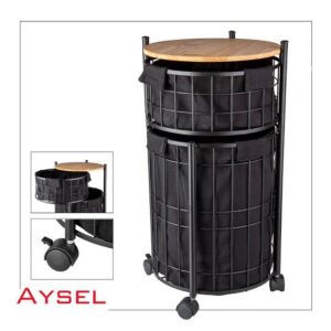 ایسل  سبد لباس گرد چرخ دار 2 طبقه متحرک  A-1147