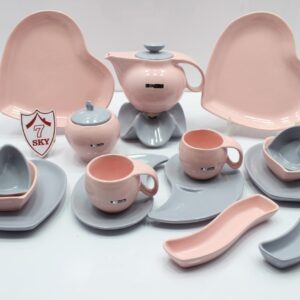 MARKET مارکت ایسرام صبحانه خوری 19 پارچه ریتا  طوسی صورتی   14388