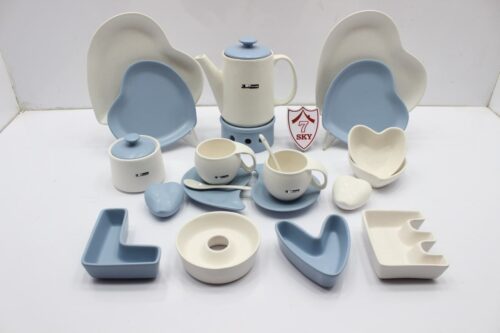 MARKET مارکت ایسرام  صبحانه خوری 28 پارچه پیزا مدل لاو سفید ابی 14382