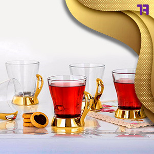 SELINA سلینا  سوفله استیل طلایی مدل فلیم چای خوری 95419