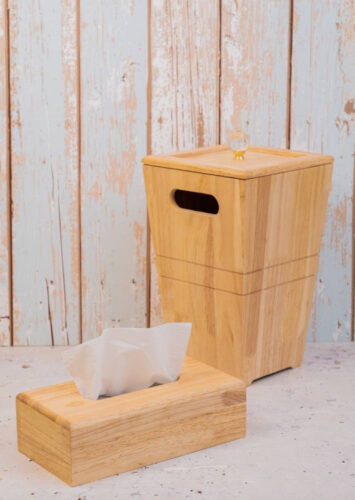 SKY اسکای  سطل و دستمال چوبی درب دار  6610-6608