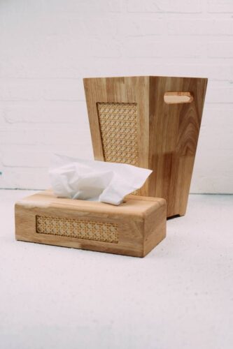 SKY اسکای سطل و دستمال چوبی حصیری 3305-3301