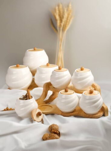 اچین لاریسا پا سماوری 8 پارچه چوب سرامیک مدل باران 14631