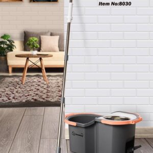 هوم کینگ  سطل و تی شور پدالی چرخشی طوسی 8030- 14643