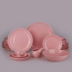 کلارا سرویس غذا خوری  سرامیکی 30 پارچه استون ور صورتی 14617