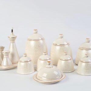 اریا پاسماوری 14 پارچه مدل مخروطی طرح دار سفید M- 14645