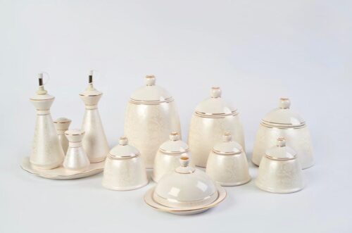 اریا پاسماوری 14 پارچه مدل مخروطی طرح دار سفید M- 14645