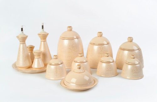 اریا پاسماوری 14 پارچه مدل مخروطی طرح دار کرم M- 14646