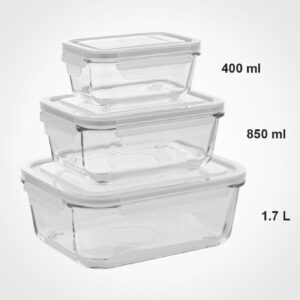 لیمون  ظرف شیشه ای مستطیل 3 سایزی الوان  180635