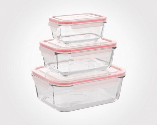 لیمون  ظرف شیشه ای مستطیل 3 سایزی الوان  180635