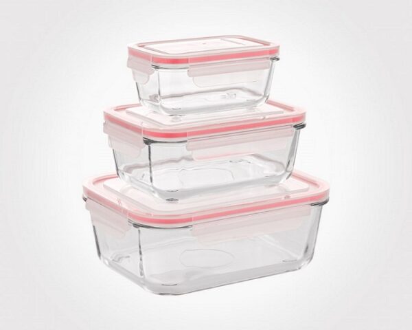 لیمون  ظرف شیشه ای مستطیل 3 سایزی الوان  180635