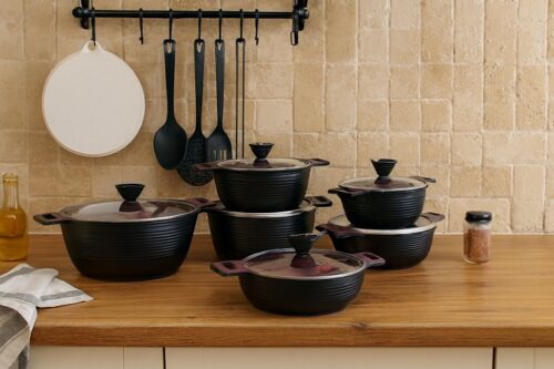 کاندید   سرویس قابلمه 10 پارچه اوربیت مشکی 122001