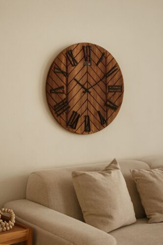 TOLIKA تولیکا ساعت  دیواری چوبی قطر 60 سانت گرد  T6378