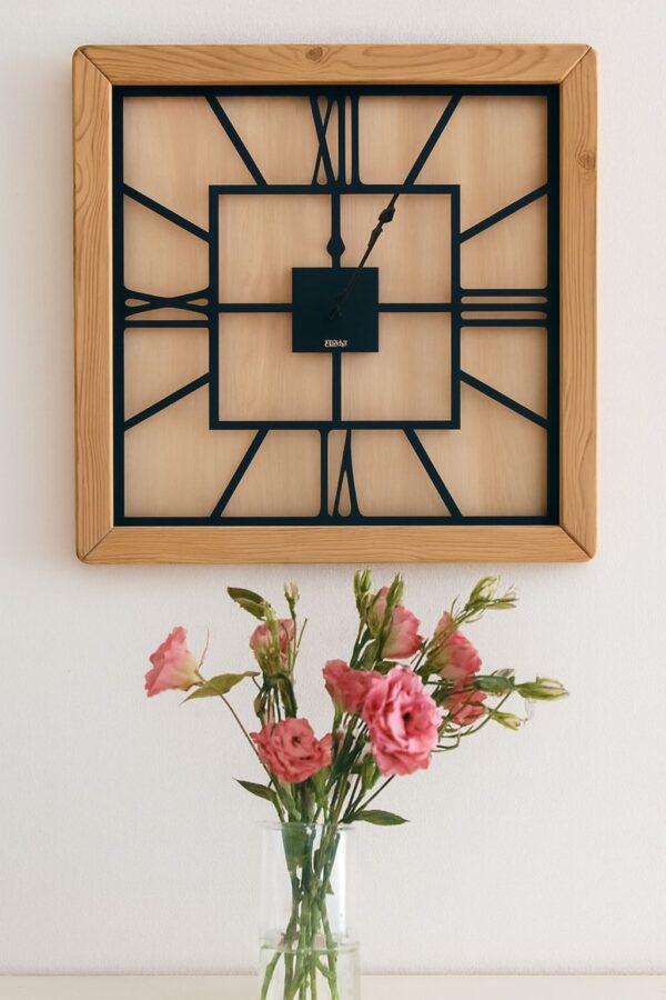 TOLIKA تولیکا ساعت  دیواری چوبی و 3 میل قطر 80 سانت مربع  T8366