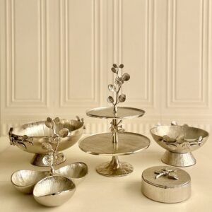 RAFI رافی دکوراتیو الیاژ  ست پذیرایی 5 تیکه گل ارکیده نقره ای کد 700 14755