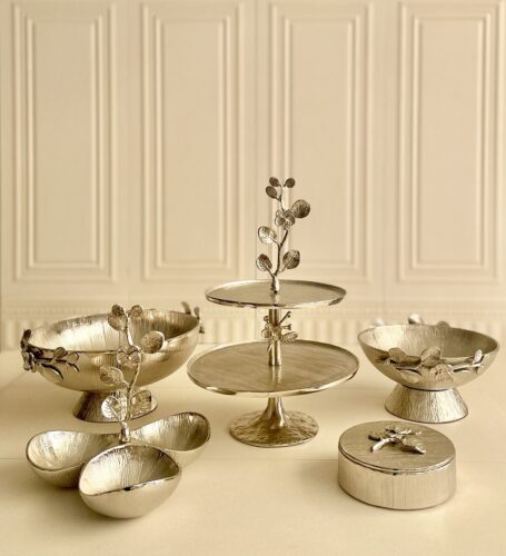 RAFI رافی دکوراتیو الیاژ  ست پذیرایی 5 تیکه گل ارکیده نقره ای کد 700 14755