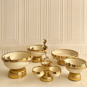 ترمه ست پذیرایی 5 تیکه لیلیوم کرم فورتیک 85849