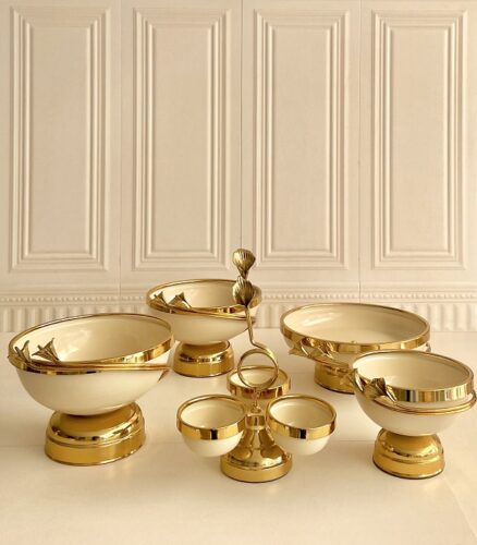 ترمه ست پذیرایی 5 تیکه لیلیوم کرم فورتیک 85849