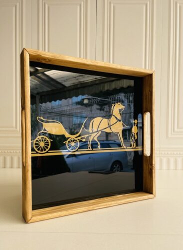 سینی چوب شیشه مربع  هرمس  14687