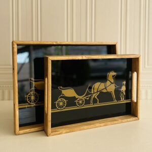 سینی چوب شیشه مستطیل  هرمس کوچک 14686