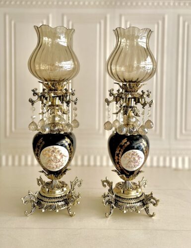 تابان الیاژ شمعدان سلطنتی چینی فرشته جفتی سرمه ای 6907