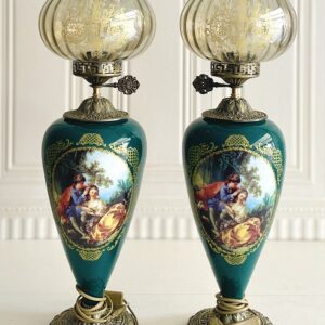 چراغ جفتی طرح فرانسوی مدل کله قندی سبز 14663