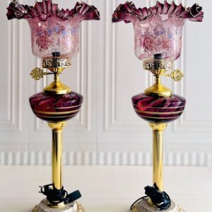 چراغ جفتی لاله لب چین پایه فورتیک طلا 14658