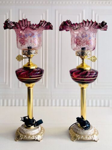 چراغ جفتی لاله لب چین پایه فورتیک طلا 14658