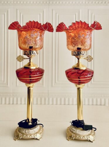 چراغ جفتی لاله لب چین پایه فورتیک طلا 14658