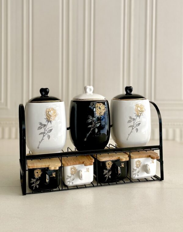 EMBICO ام بی کو سرویس پاسماوری 7 پارچه گل رز کشو دار درب چوبی کرم 4085