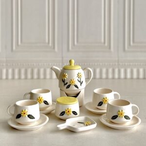 سرویس چای خوری 4 نفره سرامیکی گل بابونه 14786