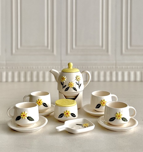 سرویس چای خوری 4 نفره سرامیکی گل بابونه 14786