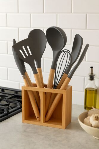 EMBICO ام بی کو  ست کفگیر ملاقه چوب شیشه 2 خانه 14785