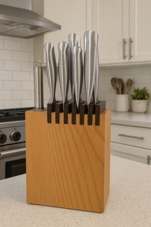 smeg اسمگ سرویس کارد و ساطور استیل پایه چوب  14492