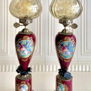 چراغ جفتی طرح فرانسوی 2 تیکه کله قندی قرمز  14814