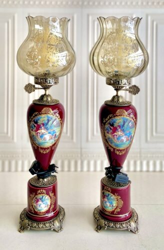 چراغ جفتی طرح فرانسوی 2 تیکه کله قندی قرمز  14814