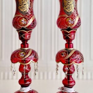 MGM ام جی ام شمعدان جفتی لاله عباسی مذهبی قرمز سایز بزرگ 65 سانت 12607