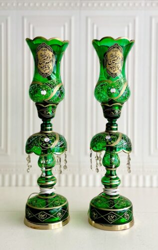 MGM ام جی ام شمعدان جفتی لاله عباسی مذهبی  سبز سایز 65 سانت  13381