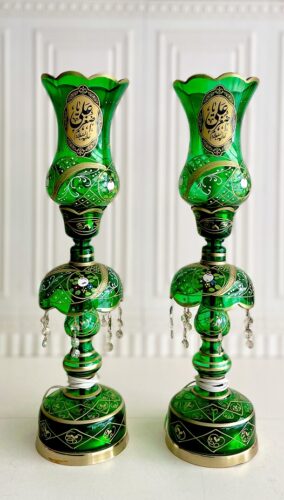 MGM ام جی ام شمعدان جفتی لاله عباسی مذهبی  سبز سایز 65 سانت  13381