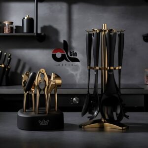 PERANS پرنس  ست کفگیر ملاقه و ابزار مشکی طلایی 13864